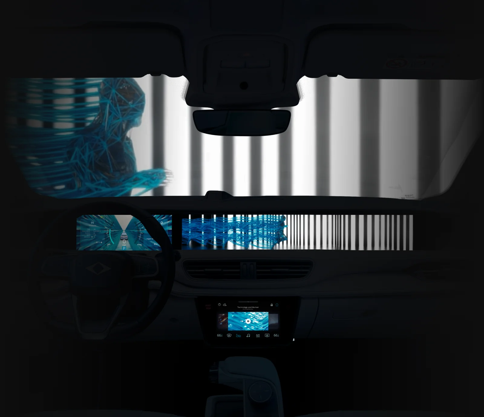 Digital artwork across the Togg dashboard, Mode Art visual by Neva XR