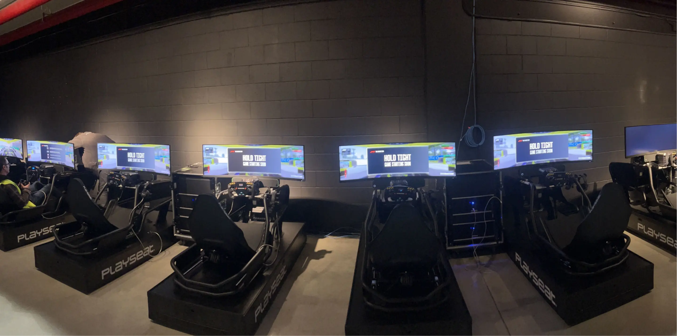 Visitors using the racing simulators